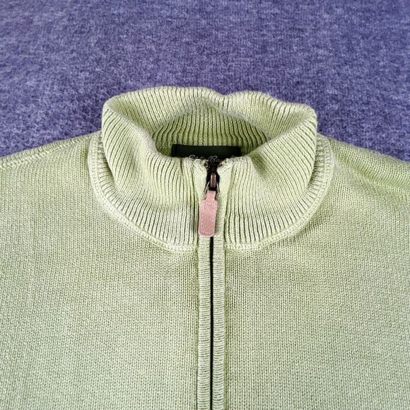 VTG Eddie Bauer Sweater Mens Sz L Light Green 1/4 Zip 100% Cotton Pullover Y2K - Picture 2 of 7